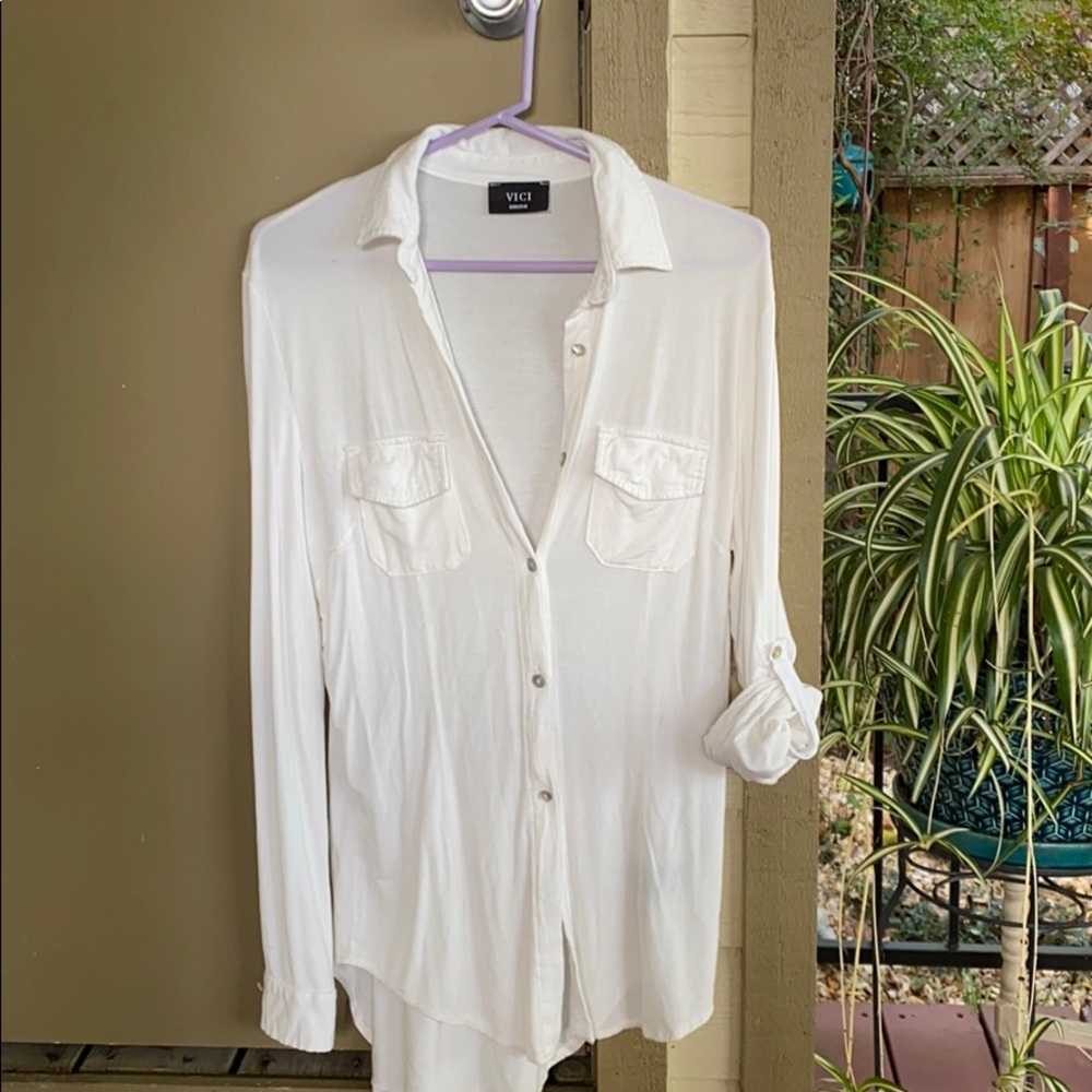 White buttons down